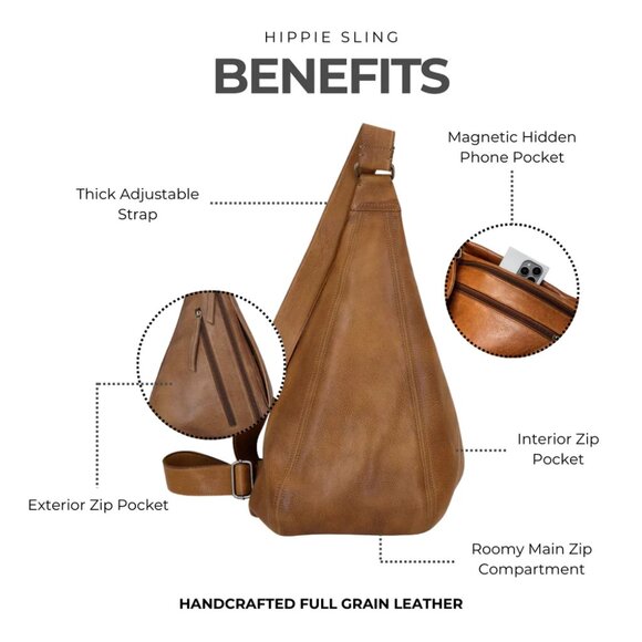 NEW Latico Leathers Black Hippie Sling Large - Picture 6 of 6